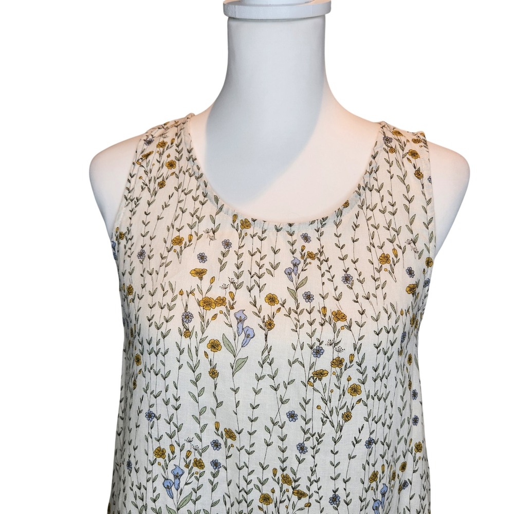 Rachel Zoe Shift Dress Cream Floral 100% Linen Sleeveless Garden Party Small - Picture 3 of 7